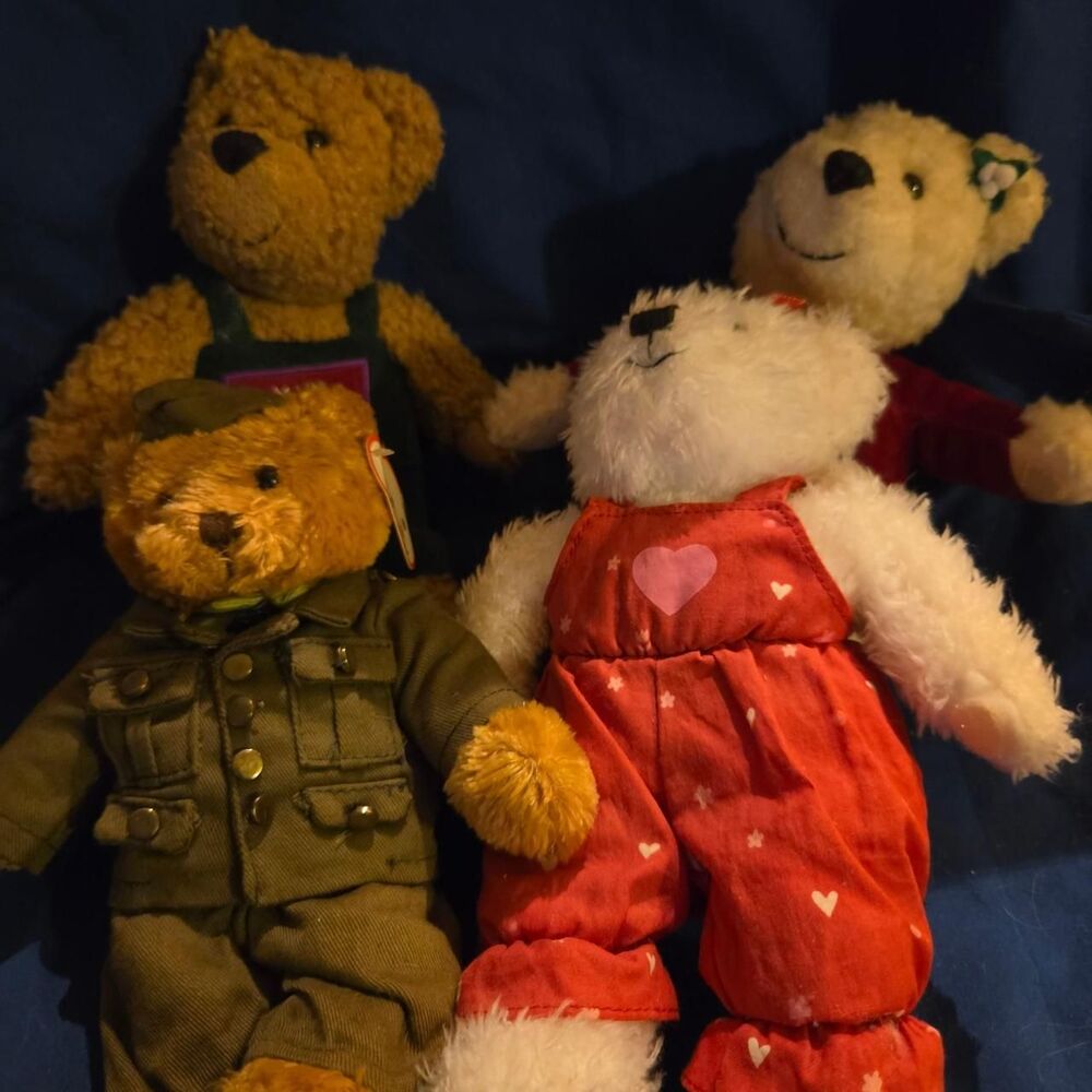 Vintage Hallmark & Plushland Teddy Bear Lot 6"-10" Small (4 Plushies)  90's